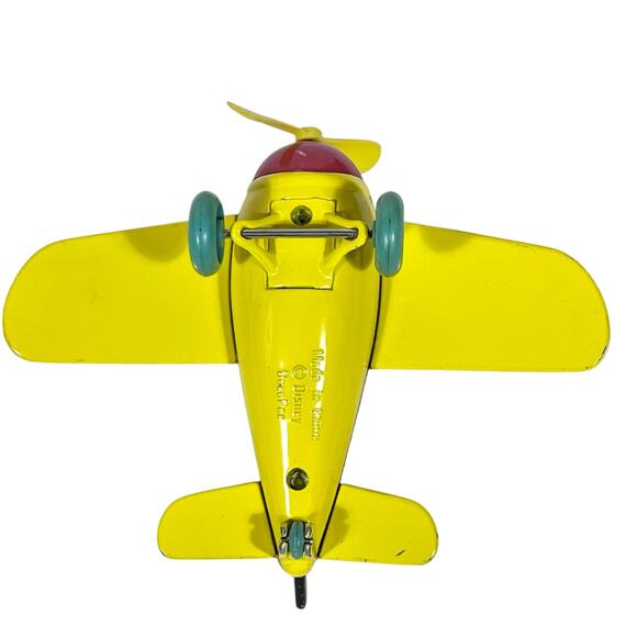 Vintage Disney DecoPac Mickey Mouse Flying Airplane Die Cast Toy Yellow 1981 - Picture 7 of 16